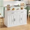 Soweiz 120 x 60 x 91 cm, isola da cucina, prese, porte USB, cavo di alimentazione lungo 1,5 m, ripiani regolabili, maniglie in metallo, porta asciugamani, zona bar, adatto per appartamenti, cucine (bianco)