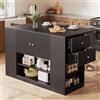 Trdlpyn Isola della Cucina Indipendente con Piano di Lavoro Pieghevole, Armadio con Cassetti e Ripiani, Armadietto a Buffet, Tavolo da Pranzo per Sala da Pranzo, Colore Nero, 140 x