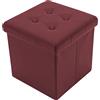 Home Tresor - Pouf Contenitore, Pouffe Poggiapiedi in Ecopelle Impermeabile, Seduta Imbottita, Sgabello Pieghevole, (HxLxP) 38X38X38 cm, Bordeaux