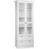 AVANTI TRENDSTORE - Lando - Vetrina, in legno laminato di colore bianco con 2 ante in vetro e 2 cassetti, con cornice superiore e con pomoli in metallo. Dimensioni: LAP 80x200x45 cm