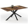 IDMarket - Tavolo da pranzo rettangolare ALIX 8 persone in legno scuro gamba a ragno HAWKINS e nero 160 cm