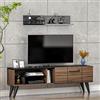 HOMIDEA NORA Mobile TV - Credenza TV - Set Soggiorno Moderno - Parete Attrezzata con mensola da muro (Noce/Marmo Nero)