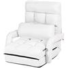 GIANTEX Poltrona Pieghevole da Relax, Schienale Reclinabile a 5 Livelli, Cuscini Imbottiti, Multiuso e Regolabile, Portata di 120 kg, per Ufficio/Soggiorno/Studio, 67x65x72 cm, Bianco