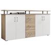 Stella Trading AVANTI TRENDSTORE - Lift - Comò spaziosa con 4 ante a battente e 3 cassetti, in laminato disponibile in 2 diversi colori, dimensioni: LAP 176,5x90x38,5 cm (Marrone/Bianco)
