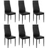 Flyelf Set di 6 Sedie per Sala da Pranzo, Schienale Alto Seduta Larga, Mobili da Cucina, Cuoio + Acciaio Inossidabile (Nero, 6)