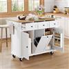 Rosebibi Isola cucina con ruote, zona pranzo estraibile, pattumiere e cassetti, mobile, ideale per cucina e sala da pranzo (bianco)