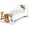 leomark Letto per bambini in legno, lettino con materasso, magnifiche stampe, spazio per dormire 140x70 cm, mobili per bambini, rete a doghe, atrezzatura stanza per bambino, motivo: BARILE DI MIELE