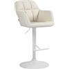 CLP Sgabello Da Bar Natoma In Similpelle I Girevole A 360°, Struttura In Metallo Regolabile In Altezza Con Poggiapiedi Colore:crema;Materiale base:Metallo bianco opaco