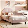 TIMORWTF Letto per bambini 90 x 200 cm, letto da principessa, con testiera regolabile, rete a doghe, letto singolo imbottito per bambini e ragazzi, in velluto rosa