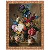 LuxHomeDecor Quadro Stampa su Tela Jan Van OS Poppies, Peonies And Other Flowers in a Terracotta Vase con Cornice in Legno Oro Classico Misura 93x73 CM