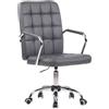 CLP Sedia Girevole Scrivania Terni Con Braccioli In Stoffa O Similpelle I Poltroncina Studio Con Ruote, Colore:grigio, Materiale:Ecopelle