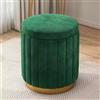 MUMUXIAO Pouf ottomano con coperchio rimovibile, sgabello rotondo imbottito in velluto per trucco, poggiapiedi, seduta imbottita, per soggiorno e camera da letto (verde)