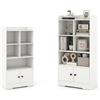 KOMFOTTEU Libreria Scaffale con 5 Scomparti e 2 Armadi, Libreria a Cubi da Terra con Dispositivo Anti-Ribaltamento, Mobile Soggiorno in Legno, da Ufficio, Cameretta, Studio, Bianco, 60 x 29,5 x 120 cm