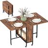 HOMCOM Tavolo da Pranzo Pieghevole, Tavolo a Ribalta per 4-6 Persone, Tavolo da Cucina Salvaspazio Moderno con Ripiano e 6 Ruote, in Metallo, 130x80x74 cm, Marrone Rustico