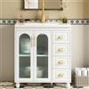 Soweiz Mobile da bagno singolo con mobiletto da 80 cm, con lavabo in ceramica, pratica conservazione, ante in vetro, maniglie in filigrana, colore bianco