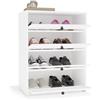 BDW Scarpiera LOKA, 85 x 66 x 36 cm, 4 ante a battente, scarpiera per corridoio, bianco