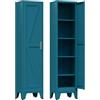 MetaCate lnov Armadietto Alto da 170 cm, Mobile in Metallo Stretto per Bagno con 1 Porta e 4 Ripiani, Adatto per Cucina, Soggiorno e Bagno, 30x40x170 cm, Stile Albero, Blu
