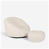 Produce Shop Set Poltrona Bouclé Bianca di Design con Pouf poggiapiedi Girevole Kuma