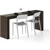 Mobili Fiver, Tavolo da pranzo Evolution 180x40, Noce Scuro con Due Gambe, per 3 persone, Tavolo Da Pranzo Moderno Cucina, Made in Italy