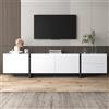 BTM Mobile Porta TV, Pannello Supporto TV Basso e Gambe Color Block in Bianco e Nero Lucido, Ante e Cassetti, Ante e Ripiani