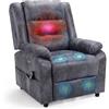 Asukale Poltrona elettrica per TV con ausilio di sollevamento, poltrona relax con funzione massaggiante, sdraiabile, telecomando, regolabile, funzione sonno e poggiapiedi, fino a 220 kg, in ecopelle