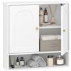 Hzuaneri Armadietto da Parete per il Bagno, Mobile da Bagno Sopra il Lavabo con 2 Ante, Armadietti per Medicinali Open Space e a Ripiani Regolabili, Bianco Effetto Legno e Bianco BC40113X