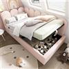 Autheria Letto Singolo 90x190 con vano idraulico, Divano Letto con pannelli laterali intercambiabili, Letto imbottito con rete a doghe, Struttura Letto Singolo in Velluto Rosa (Senza Materasso)