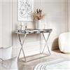 CARME Knightsbridge - Consolle a specchio, effetto vetro 3D, gambe incrociate, colore: grigio