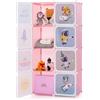 COSTWAY Armadio Portatile per Bambini, Organizzatore Modulari per Bambini a 8 cubi con Ante e Sezione Appendiabiti, Guardaroba Portatile per Sala Giochi Camera da Letto Asilo, 71x35,5x142 cm (Rosa)