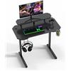 OXFENSEE Scrivania Gaming, Ufficio Gamer Informatica Ergonomico, Base a L Tavolo Gaming, Gaming Desk con Porta Bicchiere, Gancio per Casco e Supporto in Altezza Rimovibile (100 x 55 x 75 cm, Nero)