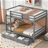 Huayz Letto a castello per bambini 140x200 cm, letto a soppalco letto a casetta con 2 cassetti portaoggetti, letto per 2 bambini con scala e protezione anticaduta, letto in legno letto matrimoniale