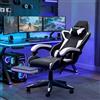 GartistGo Sedia da gioco con poggiapiedi allungabile e supporto lombare regolabile, reclinabile a 90°-155°, in pelle PU, sedia ergonomica per computer, sedia da ufficio in memory foam con cuscino per