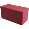 milani home - pouf contenitore rettangolare, tessuto, seduta contenitore poggiapiedi, rosso, 76 x 38 x 38 cm