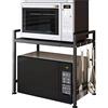 LANTUS Mensola Microonde Estensibile con Ganci, Supporto Allungabile per microonde, Scaffale da Cucina Organizzatore, 40/64 * 45 * 36,5 cm - Nero