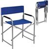 cecaro group Sedia da Regista Pieghevole in Acciaio Tubolare - Poltrona Ergonomica Salvaspazio in Tela per Campeggio, Mare e Spiaggia - 45x57x81 cm, Blu