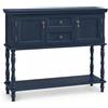 MROJISC Consolle Ingresso con Cassetti e Ante, Blu Consolle Dietro Divano Stile Vintage in Legno con Ripiano Inferiore, Consolle per Ingresso, Soggiorno, Corridoio e Camera da Letto