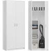 KUBUTKU Armadio multifunzionale per la casa, armadio pratico per riporre aspirapolvere e scope, 180 x 74 x 35 cm (Bianco)