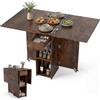 GIANTEX Tavolo da Pranzo Pieghevole, Mobile da Cucina con Ali Pieghevoli, 1 Cassetto e 2 Ripiani Aperti, per 2-4 Persone, Salvaspazio, 120 x 72 x 75 cm, Ideale per Sala e Cucina