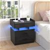 Utlenianie Comodini con Luce a LED, Comodino Camera da Letto con 3 Cassetti, Comodino con Stazione di Ricarica 2 Porte USB, Tavolino Moderno, per Camera da Letto Soggiorno 35x45x52,5 cm (Nero)