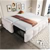 Wyibwy Divano letto 90x190cm, letto imbottito, pouf letto, allungabile 90cm, tessuto velluto teddy, letto singolo, letto matrimoniale, con rete a doghe, letto multifunzione, beige(Senza materasso)