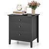COSTWAY Comodino con 3 Cassetti, Cassettiera da Letto, Tavolino Spazioso con Struttura Resistente, per Camera da Letto, Soggiorno e Ufficio, 61 x 46 x 66 cm (Nero)