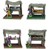 Aurora Store Set 4 pz Ambientazione Casolare Bancarella Presepe Mestieri banco del Mercato per Realizzare Presepi di Natale Napoletano Statuine Pastori in Resina Personaggi Figure Diverse 13 x 8 x h. 13 cm Negozi