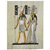 Horus Artesanía de Egipto Horus con Nefertari su Carta egiziana Originale Fatto e Dipinto a Mano in Egitto, Misura 33 x 43 cm Circa, RIF. 53 V-B.