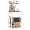 WOLTU Scaffale per Cucina in Acciaio Legno 4 Ripiani Carrello per Microonde Scaffalature Organizzatore 60x40x123 cm
