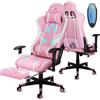 Douxlife Sedia da Gaming con Massaggio a 7 Punti, Sedia da Ufficio Ergonomica Schienale Regolabile 90-175°, Bracciolo 2D Regolabile, Poltrona da Gaming per Adulti, Portata 150-180 kg, Rosa