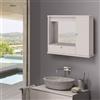 Linea Azzurra Mobile Bagno Pensile Sospeso Bagno 90 cm Legno con Specchio, Cassetto e 1 Anta a Ribalta Armadietto Bagno 61x73x14 cm Moderno Elegante Made in Italy