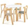 COSTWAY Set Tavolo e 4 Sedie per Bambini 4+ Anni, Tavolo Rotondo in Legno di Pioppo e Betulla, Sedie con Schienali Curvi Ergonomici, Portata 25kg, Ideale per Gioco/Studio/Mangiare (colorato)