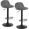 WOLTU Set di 2 Sgabelli da Bar con Schienale Sedia Alta da Cucina Imbottita Seduta Regolabile in Altezza 60-82cm con Poggiapiedi Girevole a 360° in Velluto, Grigio Scuro BH317dgr-2