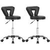 Yaheetech Set 2 Sgabelli con Schienale Ruote Altezza Regolabile Girevole per Estetista Parrucchiere Ergonomico Ufficio Studio Scrivania Salone Nero