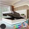 Autheria Letto Matrimoniale con Contenitore 160x200 cm con LED e USB Type C, Letto una piazza e mezza con Testiera e Vano Portaoggetti, Letto Contenitore con rete a doghe, Struttura Letto Matrimoniale in PU